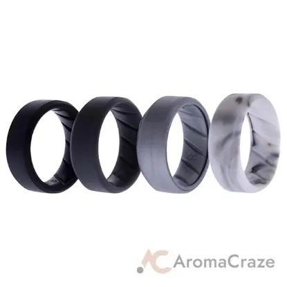 Picture of Silicone Wedding BR 8mm Edge Ring Set - Basic-Marble by ROQ for Men - 4 x 8 mm Ring