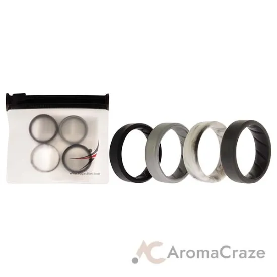 Picture of Silicone Wedding BR 8mm Edge Ring Set - Basic-Marble by ROQ for Men - 4 x 9 mm Ring