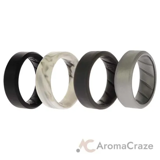 Picture of Silicone Wedding BR 8mm Edge Ring Set - Basic-Marble by ROQ for Men - 4 x 10 mm Ring
