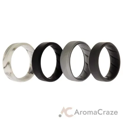 Picture of Silicone Wedding BR 8mm Edge Ring Set - Basic-Marble by ROQ for Men - 4 x 11 mm Ring