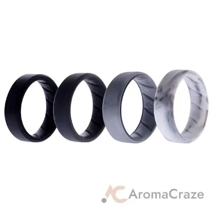 Picture of Silicone Wedding BR 8mm Edge Ring Set - Basic-Marble by ROQ for Men - 4 x 12 mm Ring