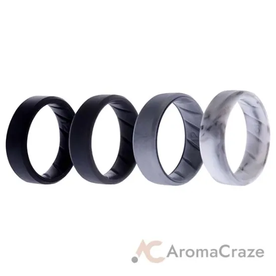 Picture of Silicone Wedding BR 8mm Edge Ring Set - Basic-Marble by ROQ for Men - 4 x 12 mm Ring
