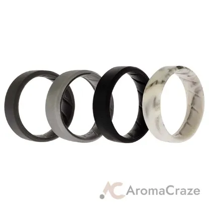 Picture of Silicone Wedding BR 8mm Edge Ring Set - Basic-Marble by ROQ for Men - 4 x 13 mm Ring