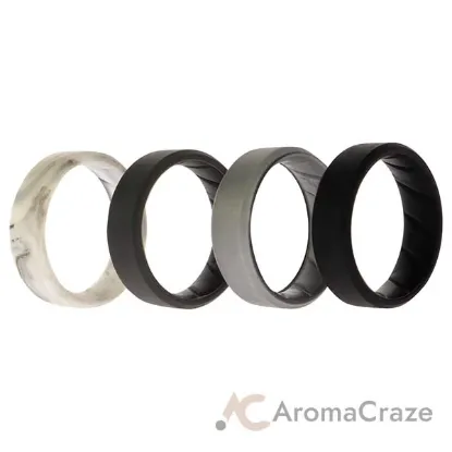 Picture of Silicone Wedding BR 8mm Edge Ring Set - Basic-Marble by ROQ for Men - 4 x 14 mm Ring