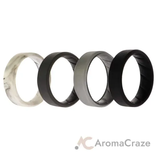 Picture of Silicone Wedding BR 8mm Edge Ring Set - Basic-Marble by ROQ for Men - 4 x 14 mm Ring