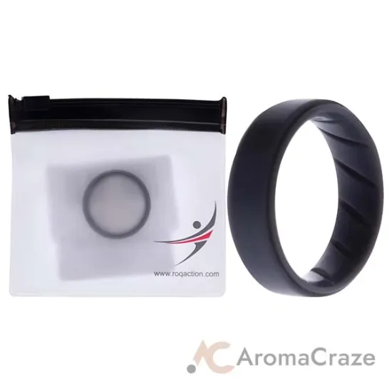 Picture of Silicone Wedding BR Step Ring Set - Basic-Grey by ROQ for Men - 12 mm Ring