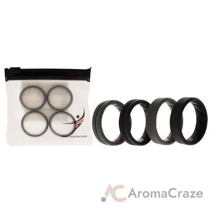 Picture of Silicone Wedding BR Middle Line Ring Set - Basic-Black-Grey by ROQ for Men - 4 x 11 mm Ring