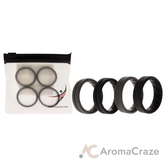 Picture of Silicone Wedding BR Middle Line Ring Set - Basic-Black-Grey by ROQ for Men - 4 x 11 mm Ring