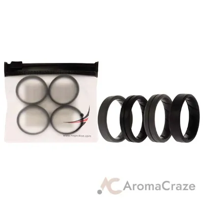 Picture of Silicone Wedding BR Middle Line Ring Set - Basic-Black-Grey by ROQ for Men - 4 x 15 mm Ring