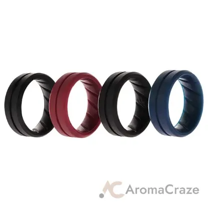Picture of Silicone Wedding BR Middle Line Ring Set - Basic-Bordo by ROQ for Men - 4 x 7 mm Ring