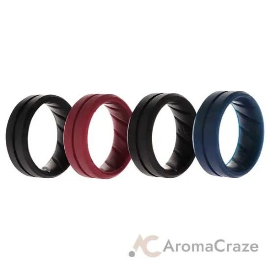 Picture of Silicone Wedding BR Middle Line Ring Set - Basic-Bordo by ROQ for Men - 4 x 7 mm Ring