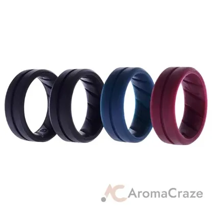 Picture of Silicone Wedding BR Middle Line Ring Set - Basic-Bordo by ROQ for Men - 4 x 8 mm Ring