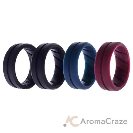 Picture of Silicone Wedding BR Middle Line Ring Set - Basic-Bordo by ROQ for Men - 4 x 8 mm Ring