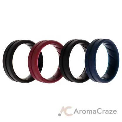Picture of Silicone Wedding BR Middle Line Ring Set - Basic-Bordo by ROQ for Men - 4 x 10 mm Ring