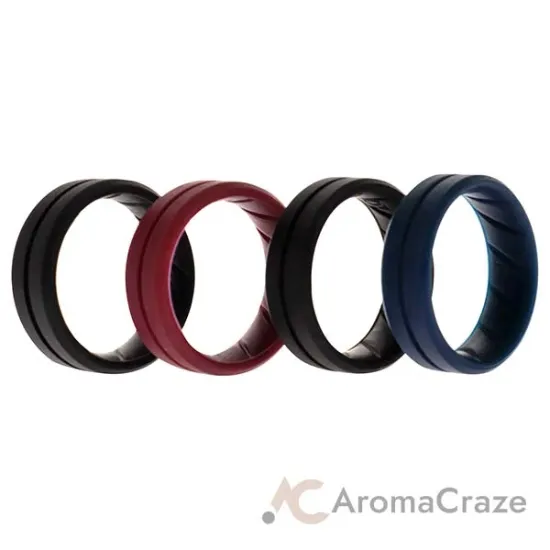 Picture of Silicone Wedding BR Middle Line Ring Set - Basic-Bordo by ROQ for Men - 4 x 10 mm Ring