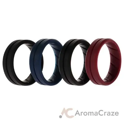 Picture of Silicone Wedding BR Middle Line Ring Set - Basic-Bordo by ROQ for Men - 4 x 11 mm Ring