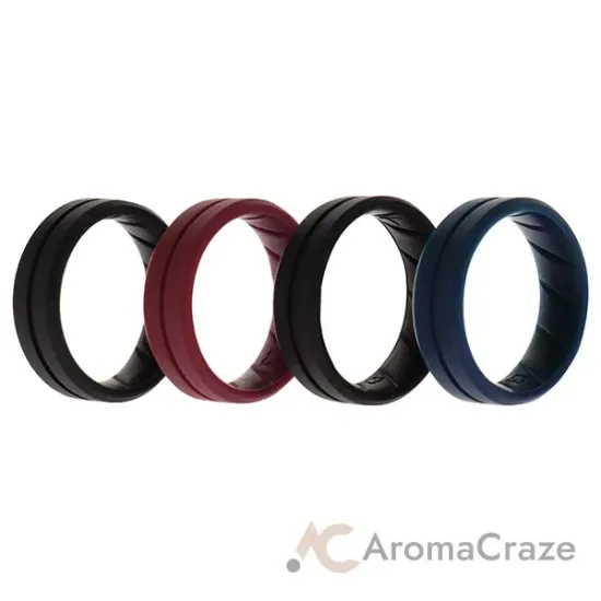 Picture of Silicone Wedding BR Middle Line Ring Set - Basic-Bordo by ROQ for Men - 4 x 13 mm Ring
