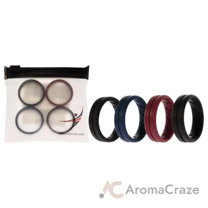 Picture of Silicone Wedding BR Middle Line Ring Set - Basic-Bordo by ROQ for Men - 4 x 14 mm Ring