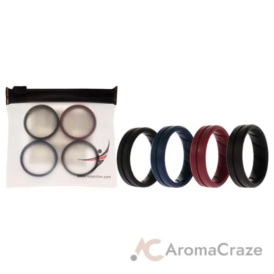 Picture of Silicone Wedding BR Middle Line Ring Set - Basic-Bordo by ROQ for Men - 4 x 14 mm Ring