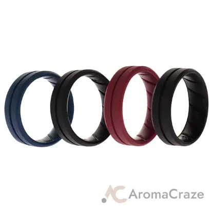 Picture of Silicone Wedding BR Middle Line Ring Set - Basic-Bordo by ROQ for Men - 4 x 15 mm Ring