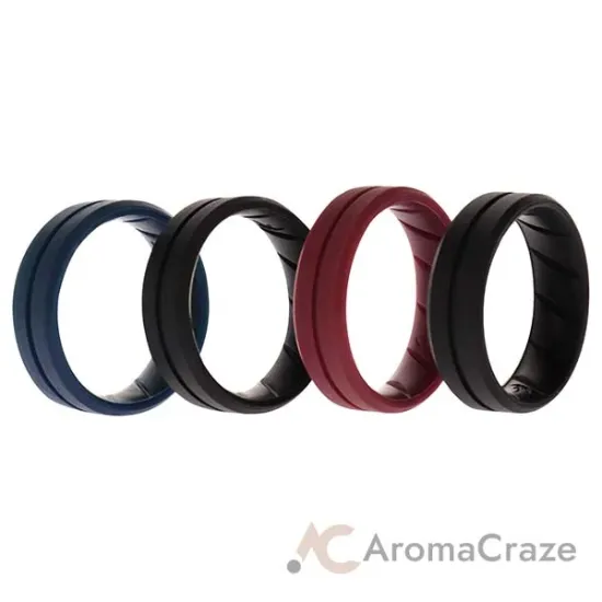 Picture of Silicone Wedding BR Middle Line Ring Set - Basic-Bordo by ROQ for Men - 4 x 15 mm Ring