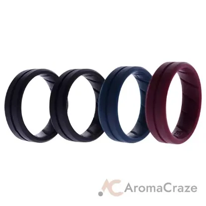 Picture of Silicone Wedding BR Middle Line Ring Set - Basic-Bordo by ROQ for Men - 4 x 16 mm Ring