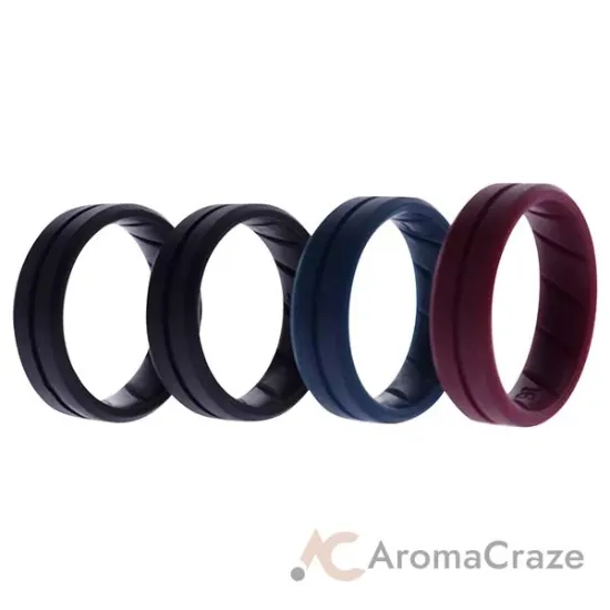 Picture of Silicone Wedding BR Middle Line Ring Set - Basic-Bordo by ROQ for Men - 4 x 16 mm Ring