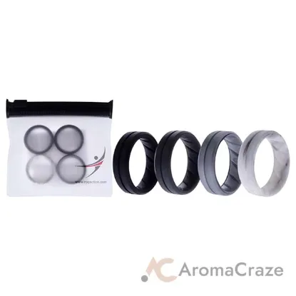 Picture of Silicone Wedding BR Middle Line Ring Set - Basic-Marble by ROQ for Men - 4 x 8 mm Ring