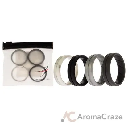 Picture of Silicone Wedding BR Middle Line Ring Set - Basic-Marble by ROQ for Men - 4 x 15 mm Ring