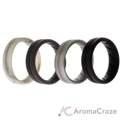 Picture of Silicone Wedding BR Middle Line Ring Set - Basic-Marble by ROQ for Men - 4 x 16 mm Ring