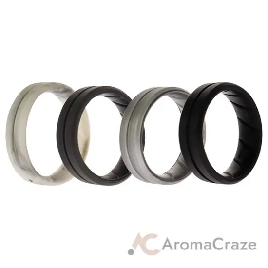 Picture of Silicone Wedding BR Middle Line Ring Set - Basic-Marble by ROQ for Men - 4 x 16 mm Ring