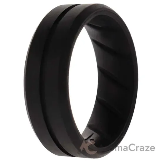 Picture of Silicone Wedding BR Middle Line Ring - Basic-Black by ROQ for Men - 10 mm Ring