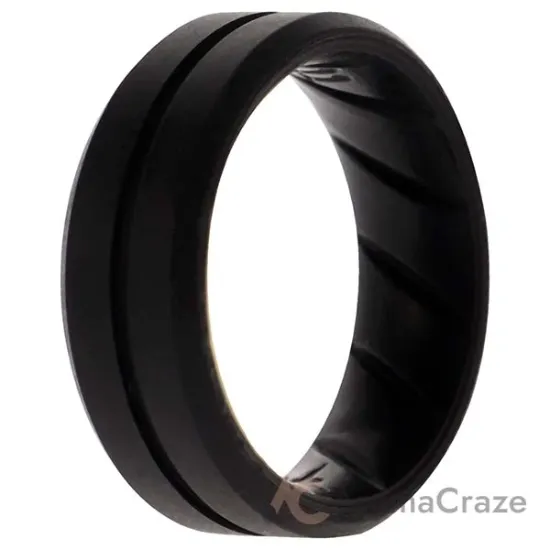 Picture of Silicone Wedding BR Middle Line Ring - Basic-Black by ROQ for Men - 11 mm Ring