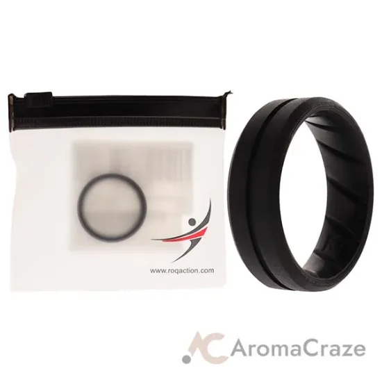Picture of Silicone Wedding BR Middle Line Ring - Basic-Black by ROQ for Men - 12 mm Ring