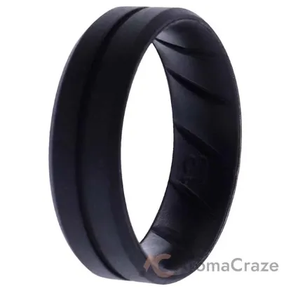 Picture of Silicone Wedding BR Middle Line Ring - Basic-Black by ROQ for Men - 13 mm Ring