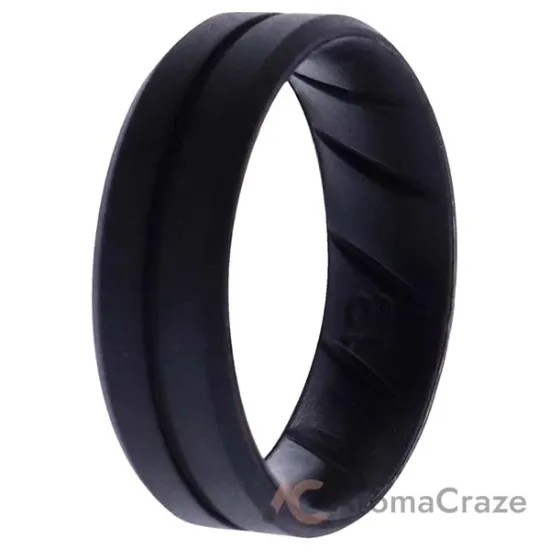 Picture of Silicone Wedding BR Middle Line Ring - Basic-Black by ROQ for Men - 13 mm Ring