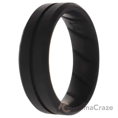 Picture of Silicone Wedding BR Middle Line Ring - Basic-Black by ROQ for Men - 14 mm Ring
