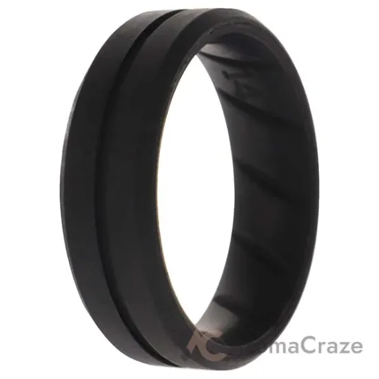 Picture of Silicone Wedding BR Middle Line Ring - Basic-Black by ROQ for Men - 14 mm Ring