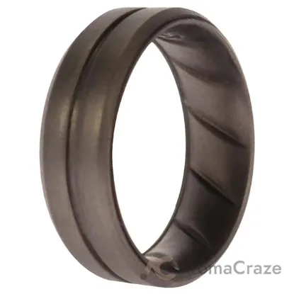 Picture of Silicone Wedding BR Middle Line Ring - Basic-Silver by ROQ for Men - 14 mm Ring