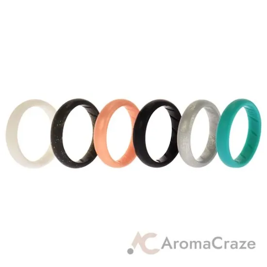 Picture of Silicone Wedding BR Solid Ring Set - Basic-Metal by ROQ for Women - 6 x 10 mm Ring