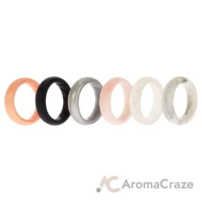 Picture of Silicone Wedding BR Solid Ring Set - Basic-Marble by ROQ for Women - 6 x 4 mm Ring