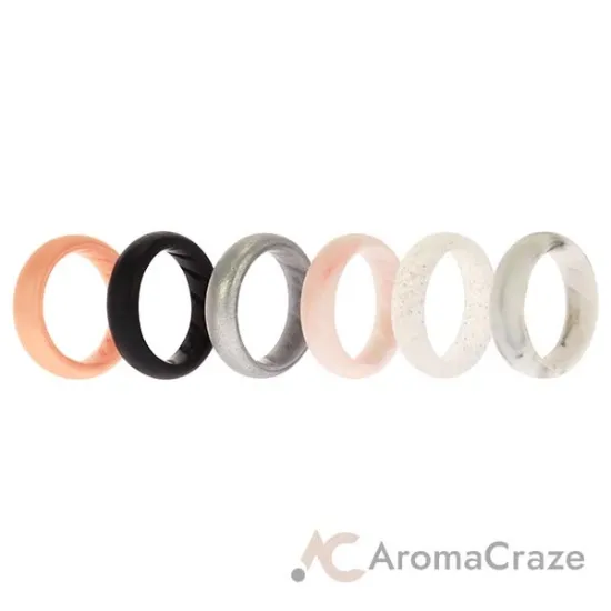 Picture of Silicone Wedding BR Solid Ring Set - Basic-Marble by ROQ for Women - 6 x 4 mm Ring