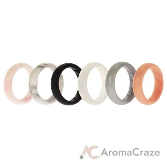 Picture of Silicone Wedding BR Solid Ring Set - Basic-Marble by ROQ for Women - 6 x 6 mm Ring