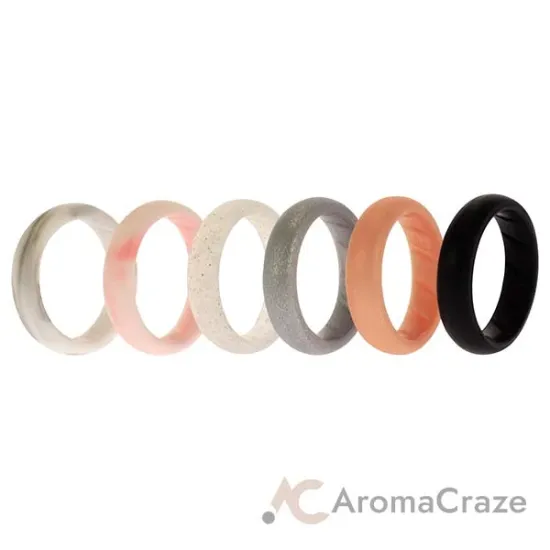 Picture of Silicone Wedding BR Solid Ring Set - Basic-Marble by ROQ for Women - 6 x 7 mm Ring