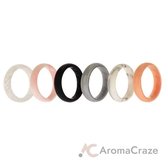 Picture of Silicone Wedding BR Solid Ring Set - Basic-Marble by ROQ for Women - 6 x 8 mm Ring