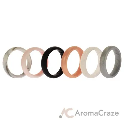 Picture of Silicone Wedding BR Solid Ring Set - Basic-Marble by ROQ for Women - 6 x 9 mm Ring