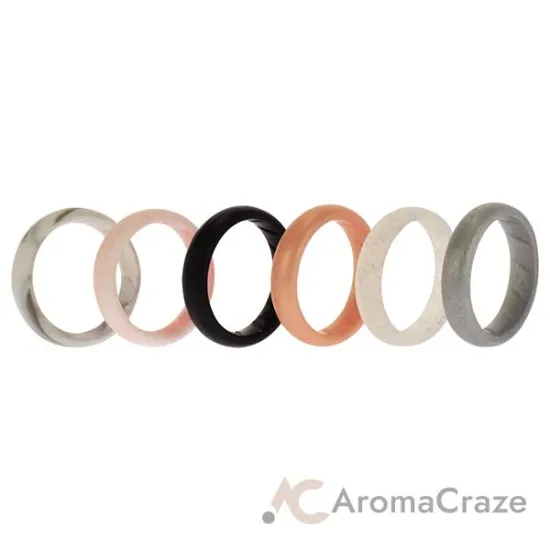 Picture of Silicone Wedding BR Solid Ring Set - Basic-Marble by ROQ for Women - 6 x 9 mm Ring