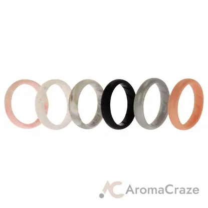 Picture of Silicone Wedding BR Solid Ring Set - Basic-Marble by ROQ for Women - 6 x 10 mm Ring