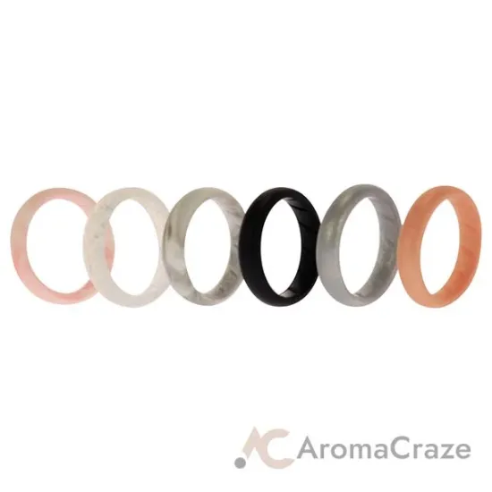 Picture of Silicone Wedding BR Solid Ring Set - Basic-Marble by ROQ for Women - 6 x 10 mm Ring