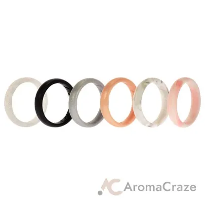 Picture of Silicone Wedding BR Solid Ring Set - Basic-Marble by ROQ for Women - 6 x 11 mm Ring